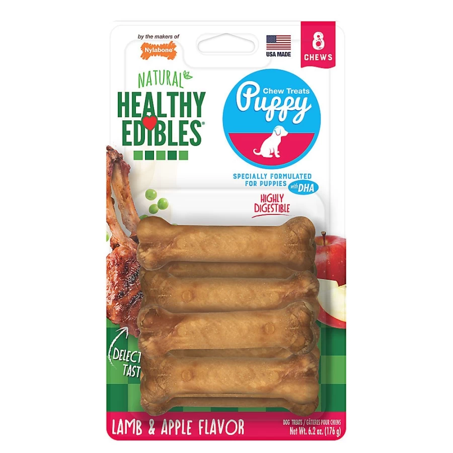 PetSmart Nylabone Healthy Edibles Puppy Chew Treats - 8 Pack, Dental Bones for Teething Puppies