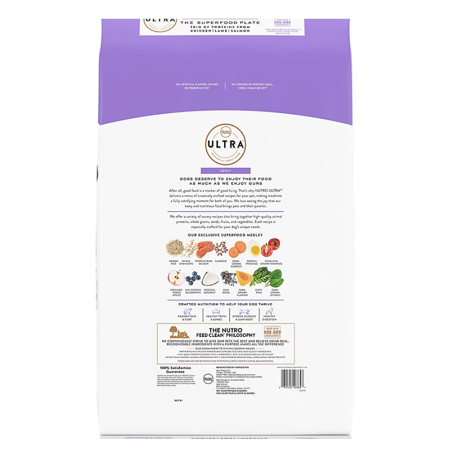 PetSmart NUTRO ULTRA Adult Dry Dog Food - High Protein Blend with Chicken, Lamb & Salmon for Optimal Nutrition