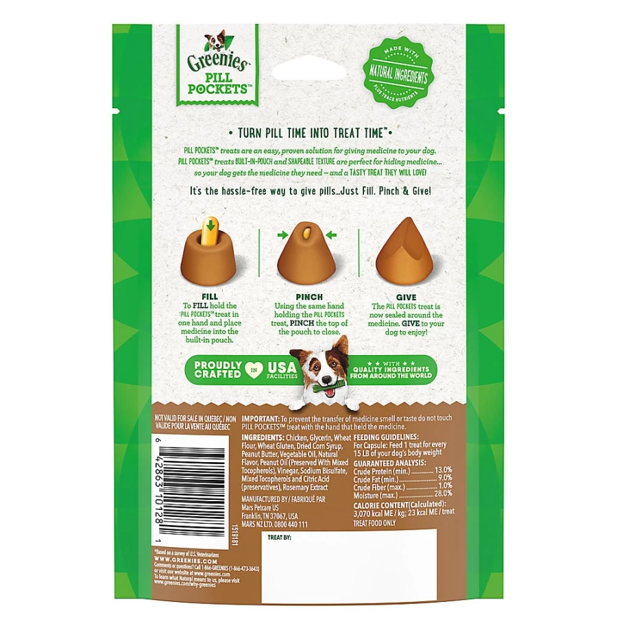 "PetSmart Greenies Pill Pockets Peanut Butter Flavor Dog Treats for Capsules Medication"