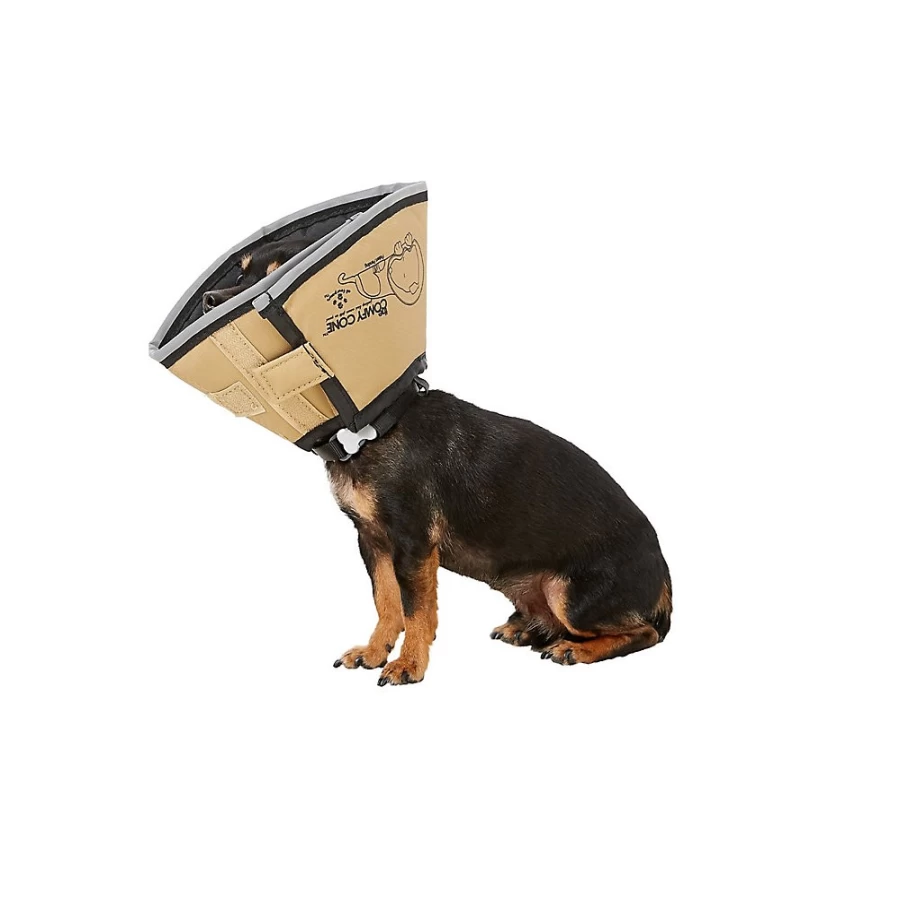 PetSmart All Four Paws Tan Comfortable Cone Dog E-Collar - Soft Recovery Collar for Pets