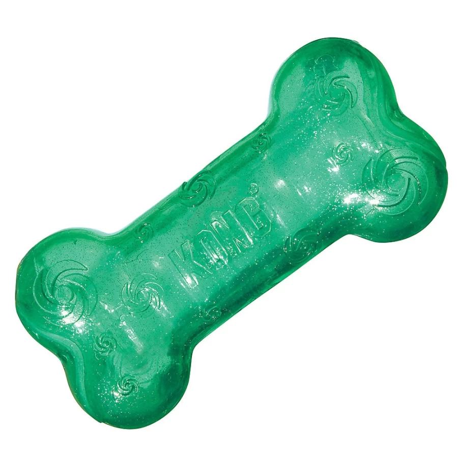 PetSmart KONG Crackle Squeezz Bone Dog Toy with Squeaker - Durable Chew Toy for Dogs (Color May Vary)