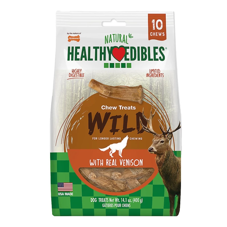 PetSmart Nylabone Healthy Edibles Venison Antler Dog Chews - 10 Pack Natural Dental Treats for Dogs