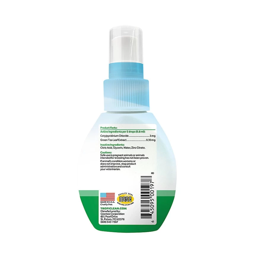 "PetSmart TropiClean Fresh Breath Oral Care Drops for Dogs – Minty Dental Water Additive"