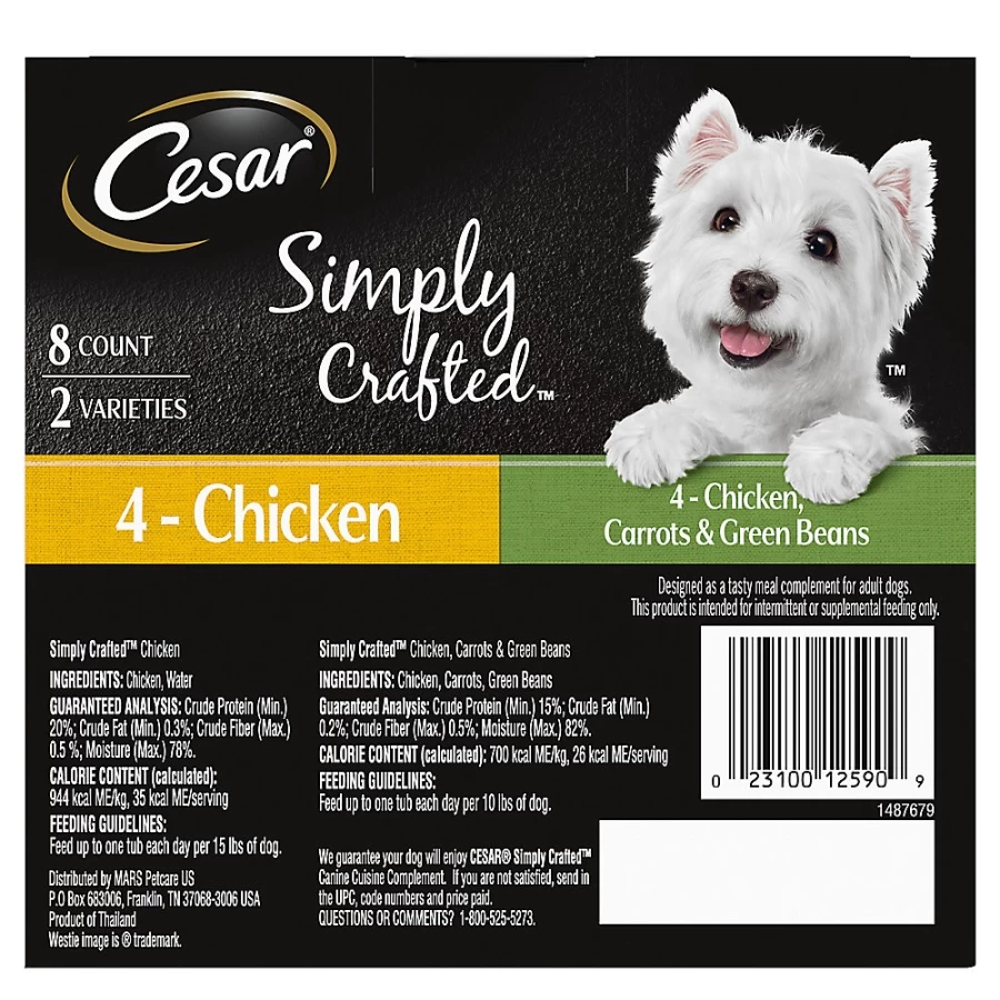 PetSmart Cesar Simply Crafted Grain-Free Wet Dog Food for All Life Stages - 8-Pack Meal Topper & Supplement