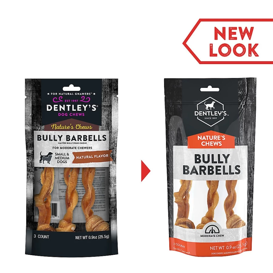 PetSmart Dentley's Nature's Chews Bully Barbells Dog Treats - Natural, Long-Lasting, 3-Pack for Medium to Large Dogs