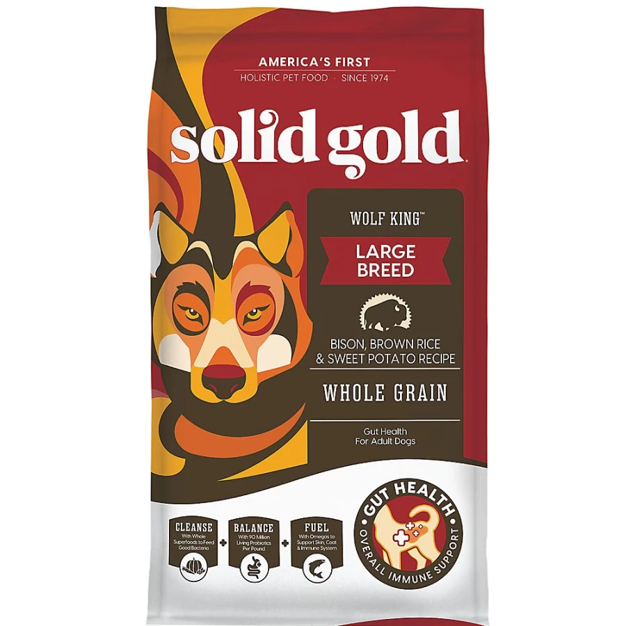 PetSmart Solid Gold Wolf King Dry Dog Food for Medium & Large Breeds - Bison & Brown Rice Recipe, All Life Stages