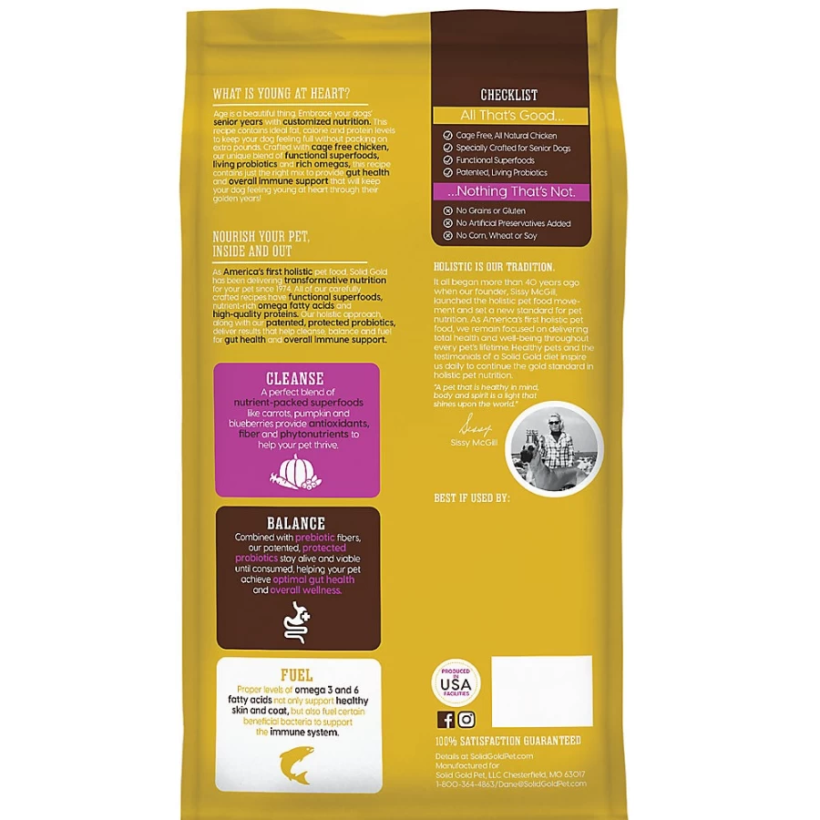 PetSmart Solid Gold Young at Heart Senior Dry Dog Food - Grain Free, Gluten Free Recipe for Aging Dogs