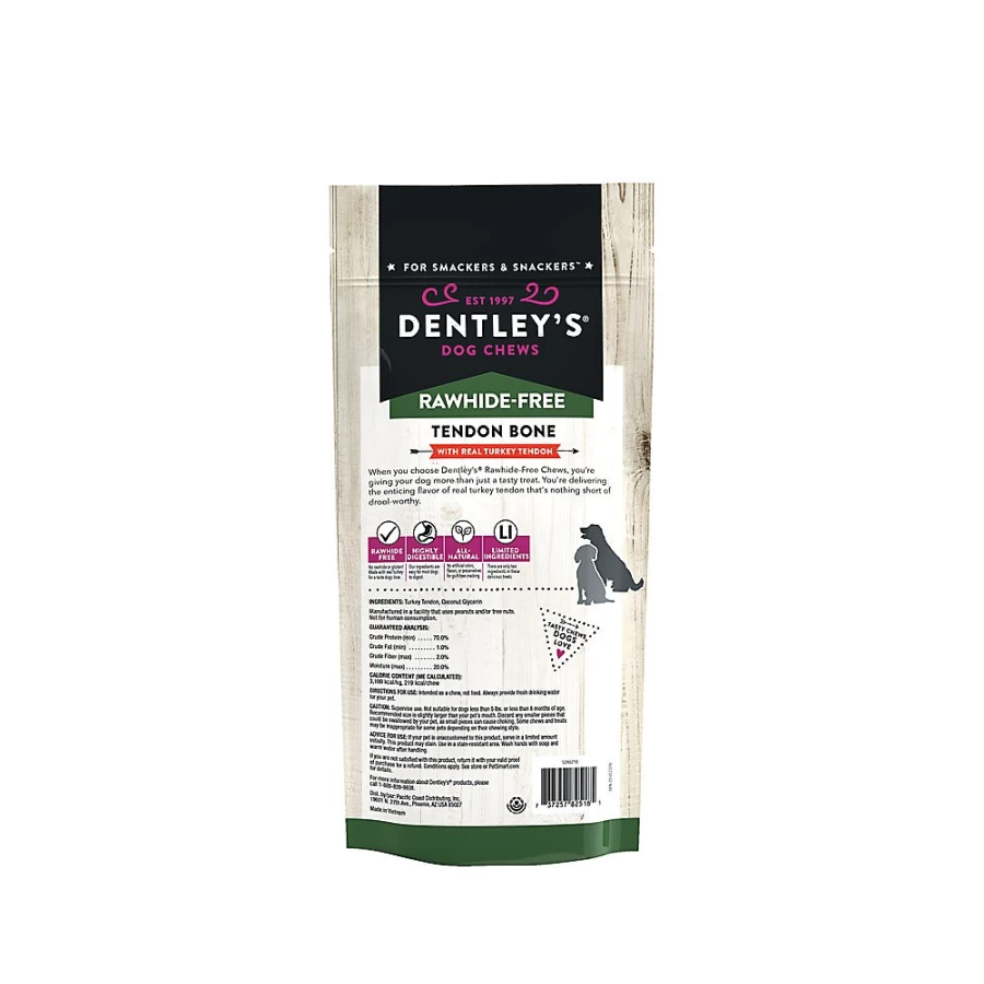 PetSmart Dentley's Rawhide-Free Turkey Tendon Dog Chew - Single Bone, Natural Dental Treat for Medium to Large Breeds