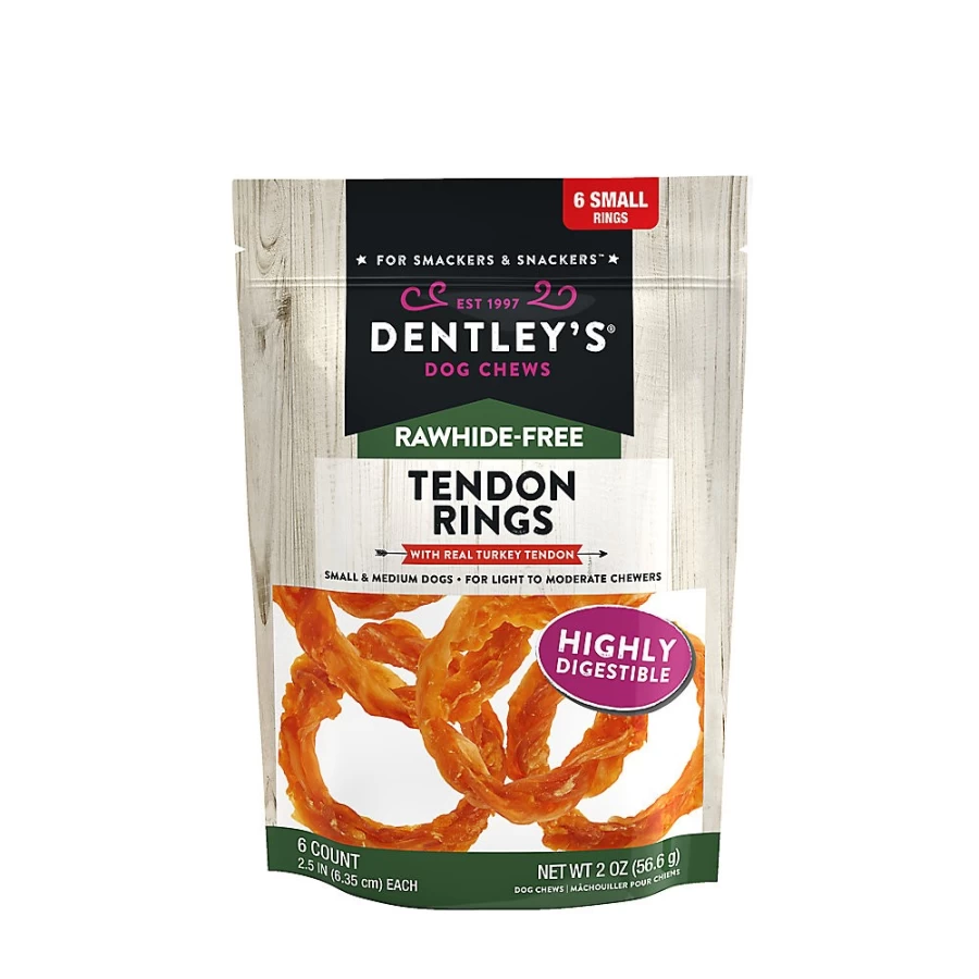 PetSmart Dentley's Rawhide-Free Turkey Tendon Dog Chews, Natural Long-Lasting Treats - 6 Pack