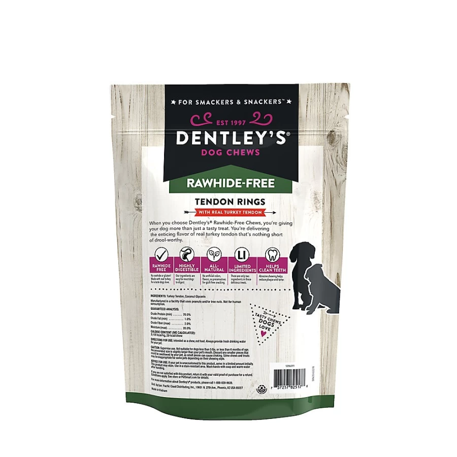 PetSmart Dentley's Rawhide-Free Turkey Tendon Dog Chews, Natural Long-Lasting Treats - 6 Pack