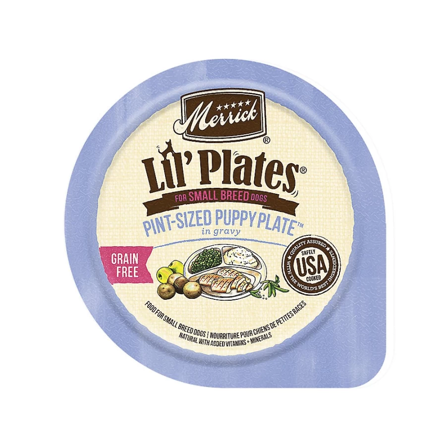 PetSmart Merrick Lil' Plates Grain-Free Small Breed Puppy Wet Dog Food, 3.5 oz, Corn-Free Recipe