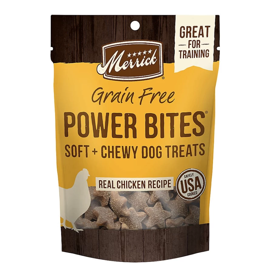 PetSmart Merrick Grain Free Chicken Dog Treats - Gluten Free, Corn Free Power Bites for Adult Dogs