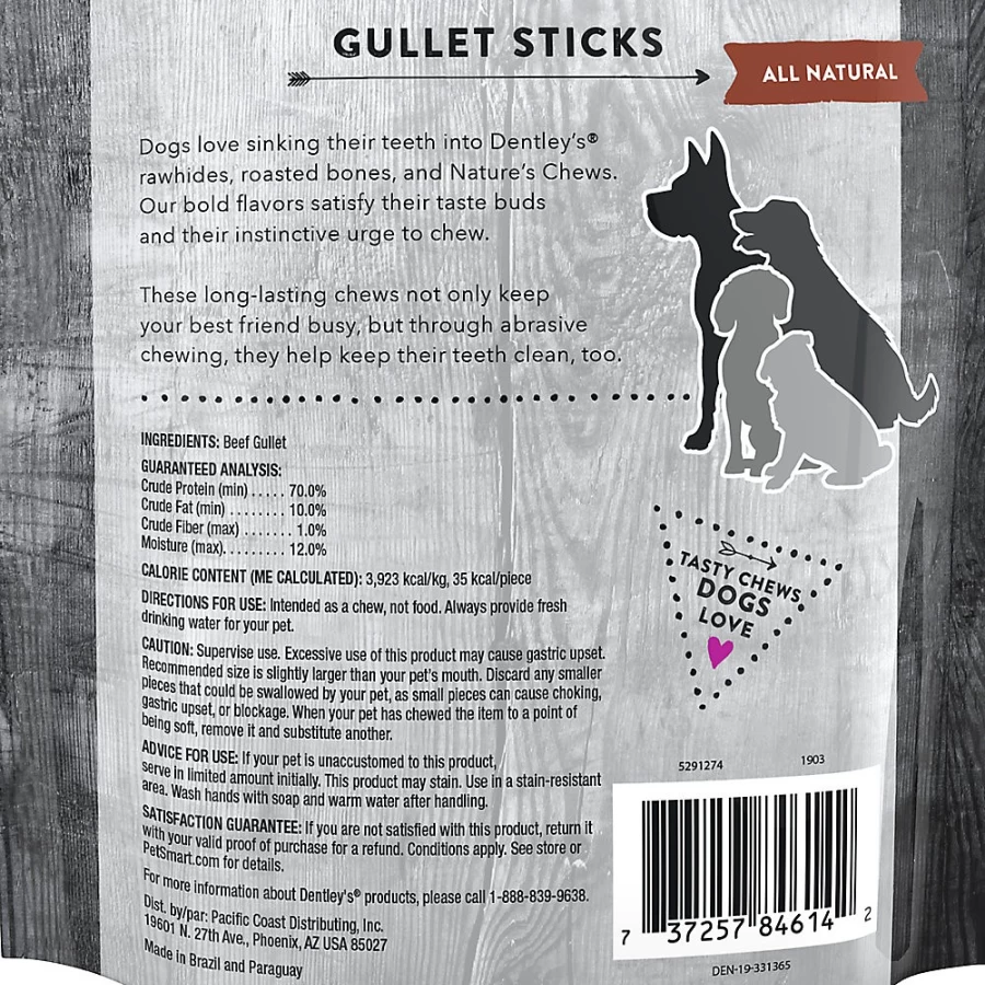 PetSmart Dentley's Nature's Chews Gullet Sticks for Dogs - Natural Dog Treats, 12-Pack