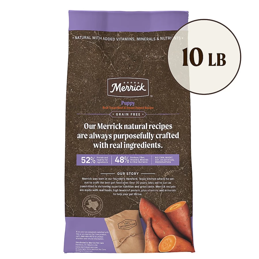 Merrick Grain Free Puppy Dry Dog Food - High Protein Beef Recipe, No Corn, Wheat or Soy - PetSmart