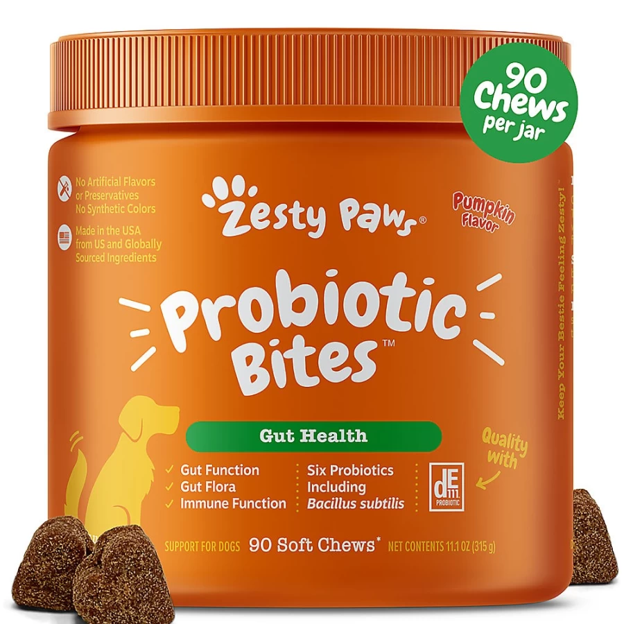 PetSmart Zesty Paws Probiotic Dog Treats - Pumpkin Flavor, 90 Count, Digestive Health Support for Dogs