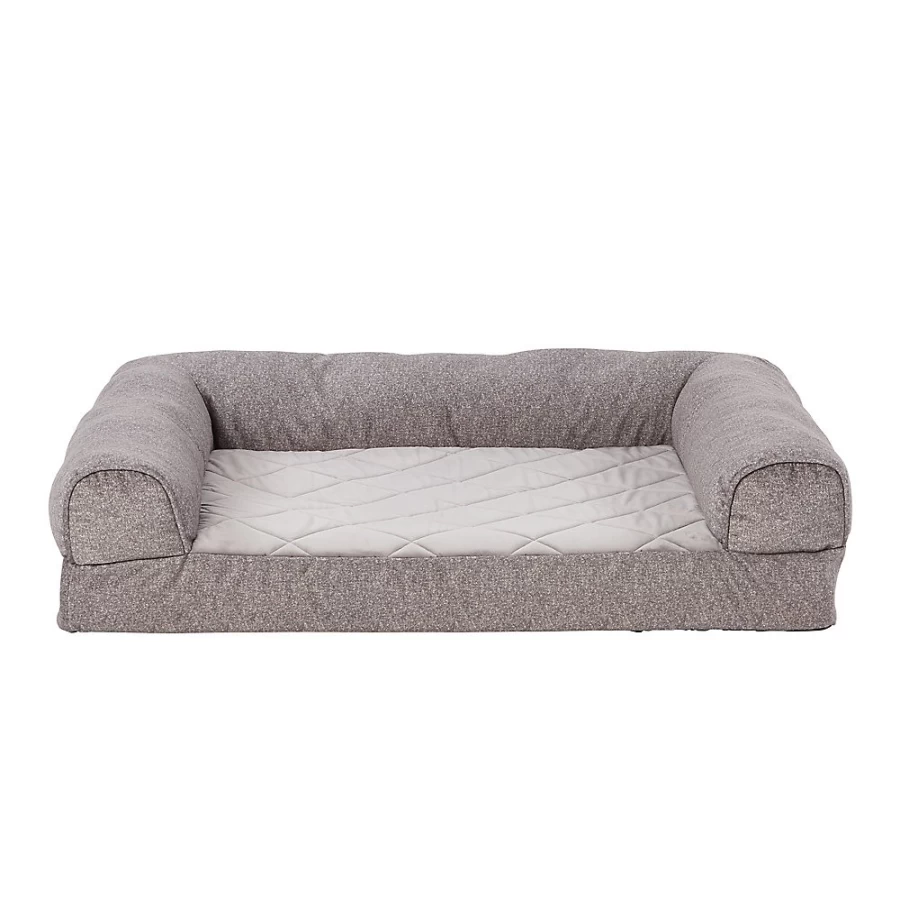 PetSmart Orthopedic Dog Bed - Gray Velvet Top Paw Couch for Joint Support & Comfort