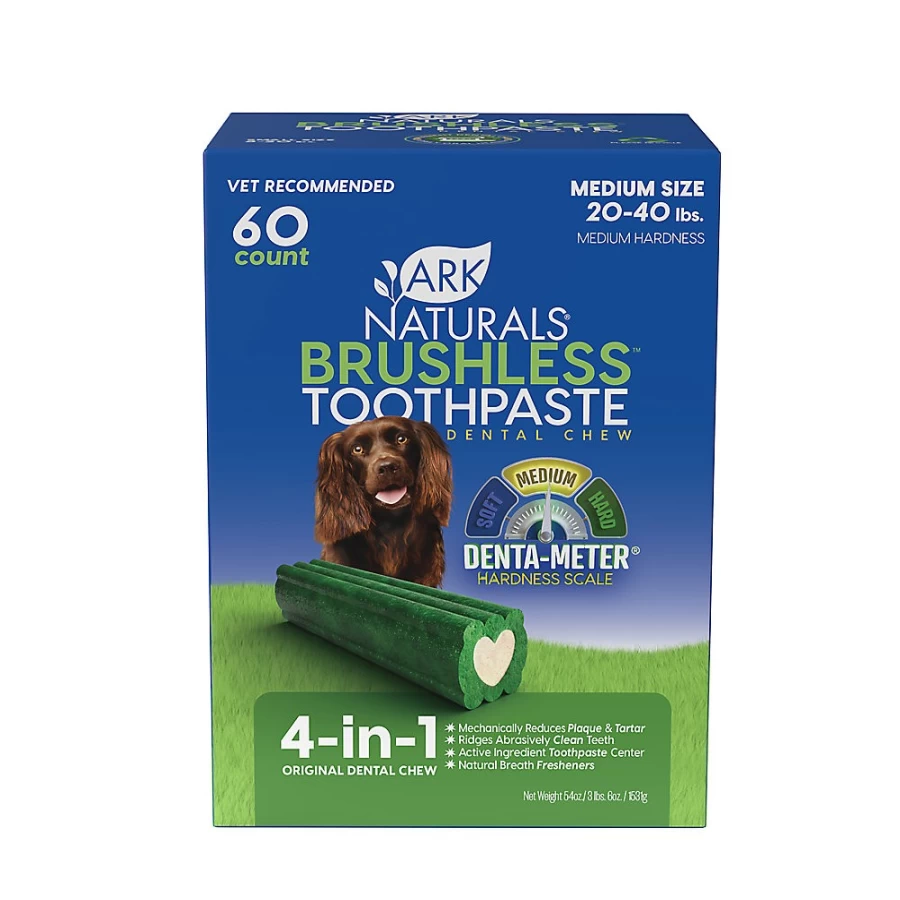 PetSmart Ark Naturals 4-in-1 Dental Dog Treats for Medium Breeds - 60 Count Brushless Toothpaste Alternative