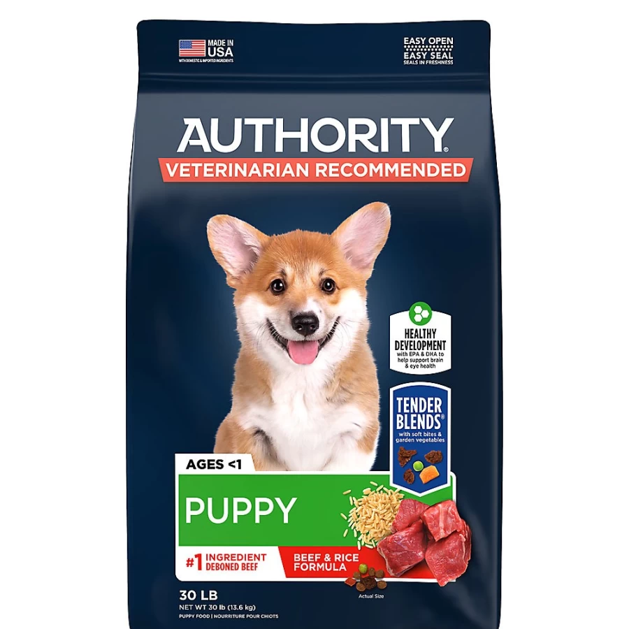 PetSmart Authority Everyday Health Puppy Dry Dog Food - High Protein Beef Recipe for Growing Dogs