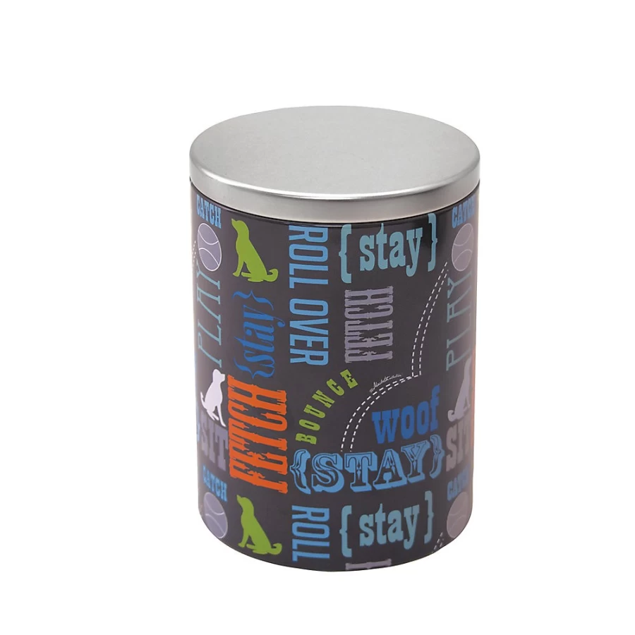 PetSmart Paw Prints Treat Jar - Decorative Tin Canister for Dog & Cat Treats