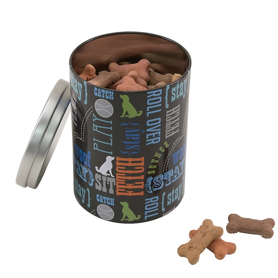 PetSmart Paw Prints Treat Jar - Decorative Tin Canister for Dog & Cat Treats