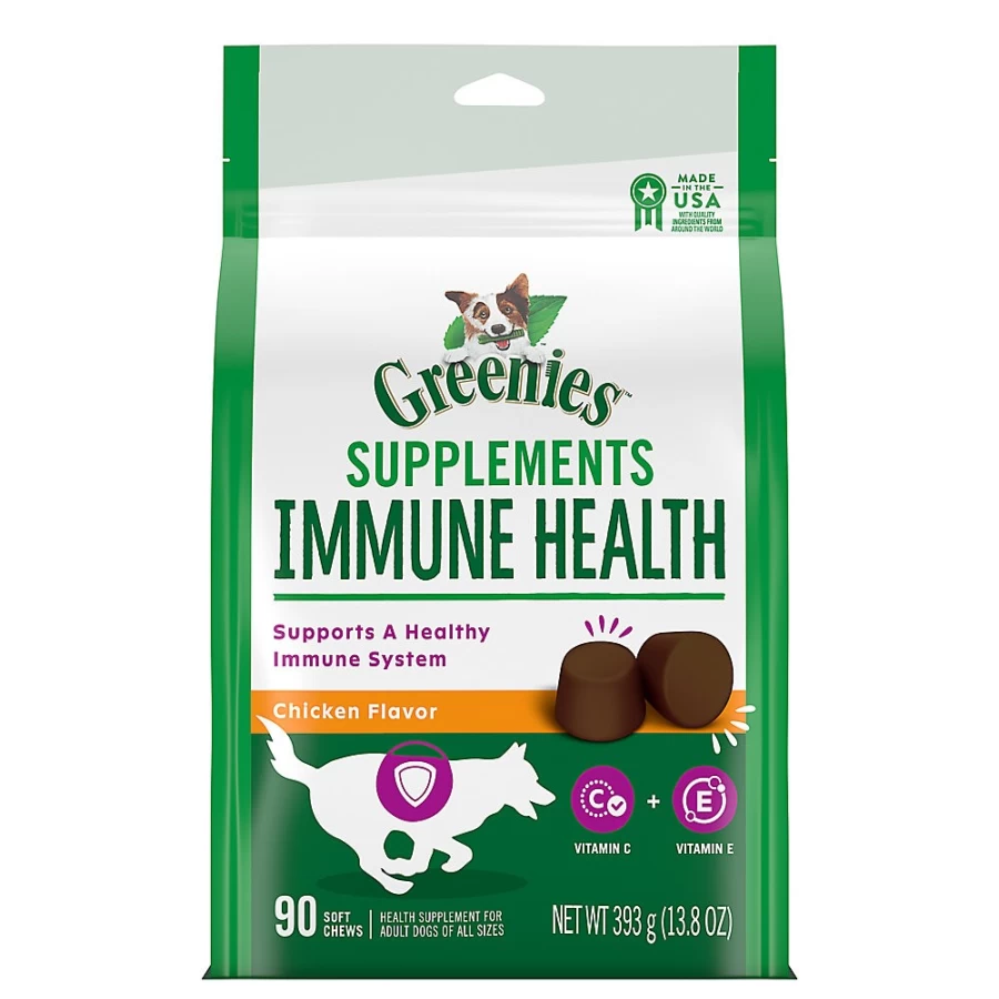 PetSmart Greenies Immune Health Dog Supplements with Antioxidant Blend - Vitamin C, E & Chicken Flavor for Adult Dogs