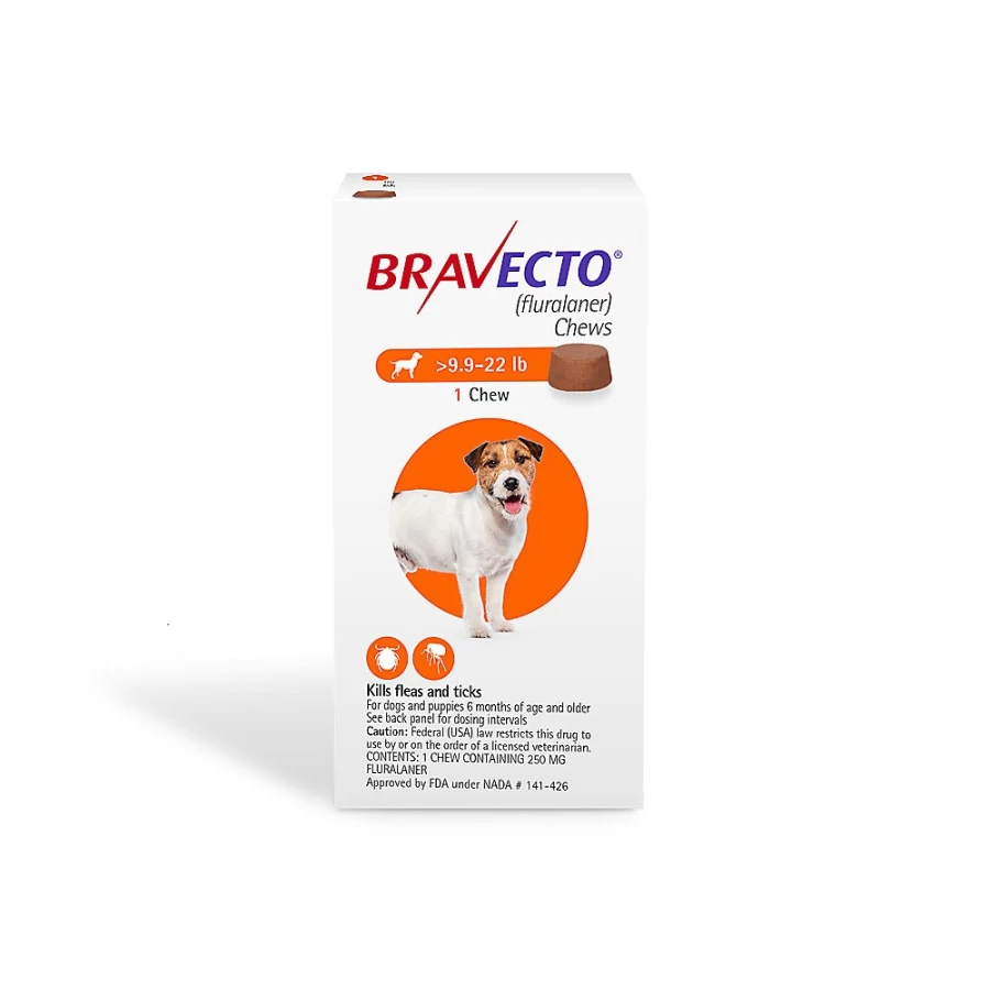 "Bravecto Chewable for Dogs 9.9-22 lbs – Orange Flavored 250 mg Flea & Tick Treatment – 12 Weeks Protection – PetSmart"
