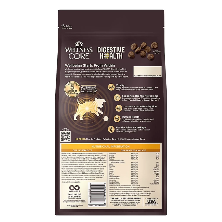 "PetSmart Wellness Core Digestive Health Puppy Dry Dog Food with Chicken & Brown Rice for Optimal Puppy Nutrition"