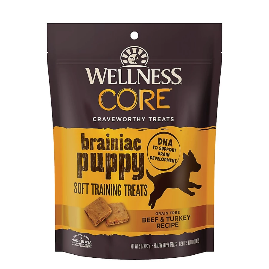 PetSmart Wellness Core Brainiac Puppy Soft Training Dog Treats - High-Protein Beef & Turkey for Puppy Development