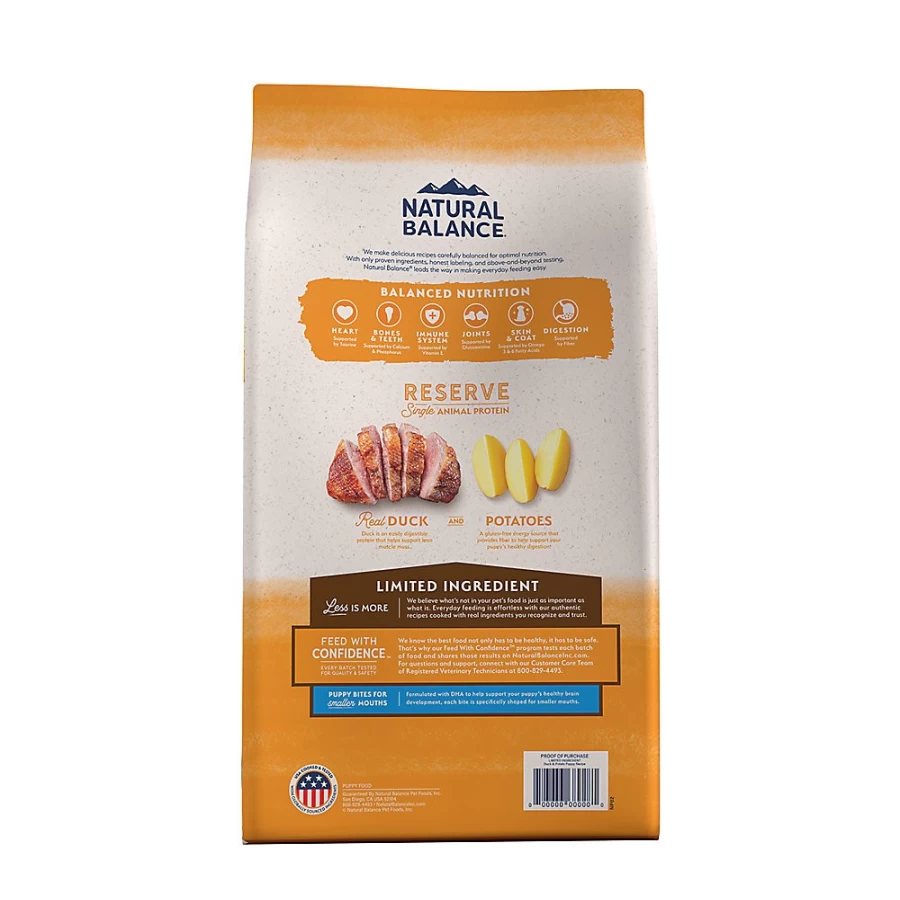 PetSmart Natural Balance Limited Ingredient Puppy Food - Duck & Potato Recipe Dry Dog Food for Sensitive Stomachs
