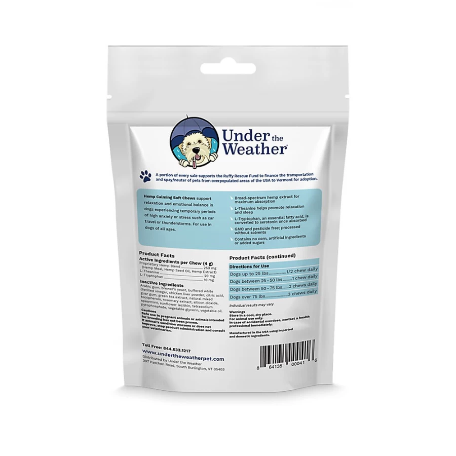 PetSmart Hemp Calming Soft Chews for Dogs – Under the Weather Stress Relief Supplement, 30 Count