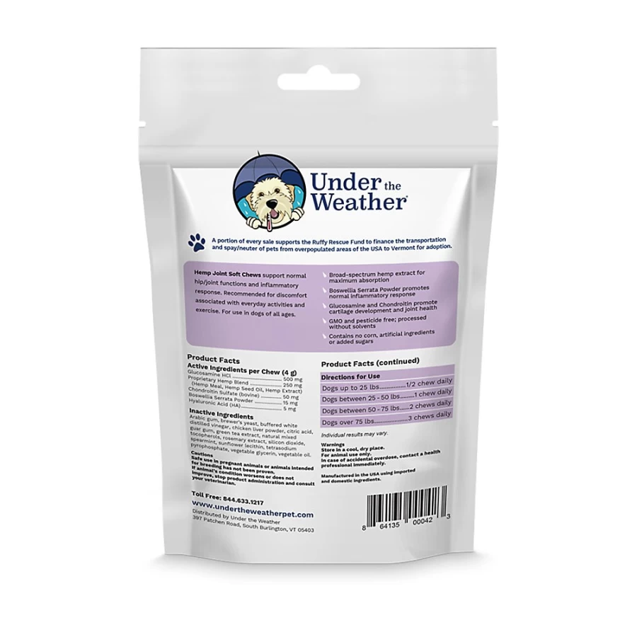 PetSmart Hemp Joint Soft Chews for Dogs - Under the Weather Supplement, 30 Count, Supports Canine Mobility & Comfort