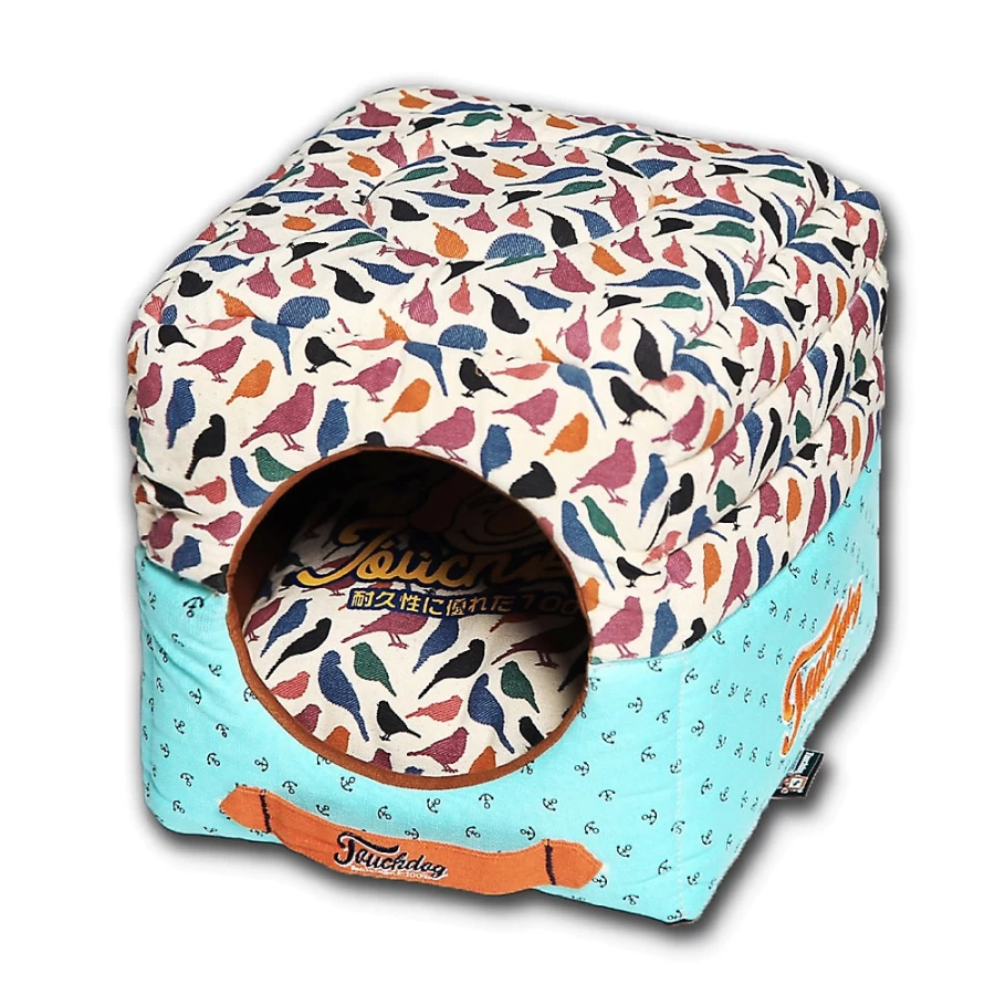 PetSmart 2-in-1 Convertible & Reversible Dog House Bed - Collapsible Squared Pet Bed by Touchdog Chirpin-Avery