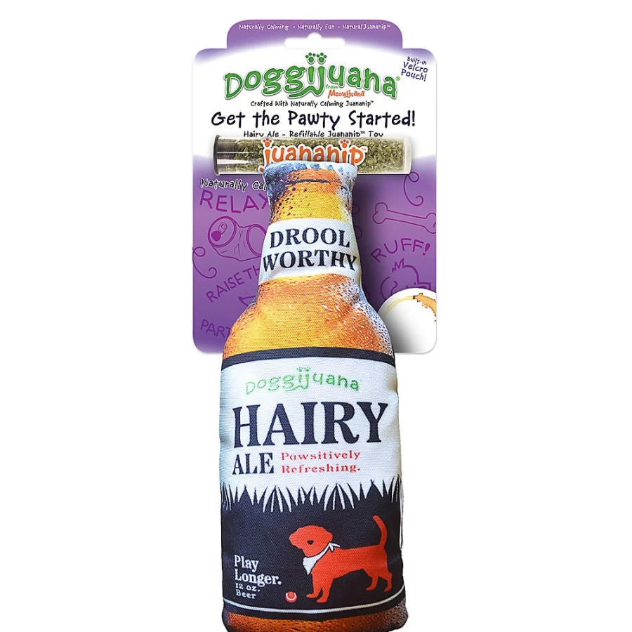 PetSmart Doggijuana Refillable Dog Toy - Get the Pawty Started Hairy Ale Chew Toy for Dogs