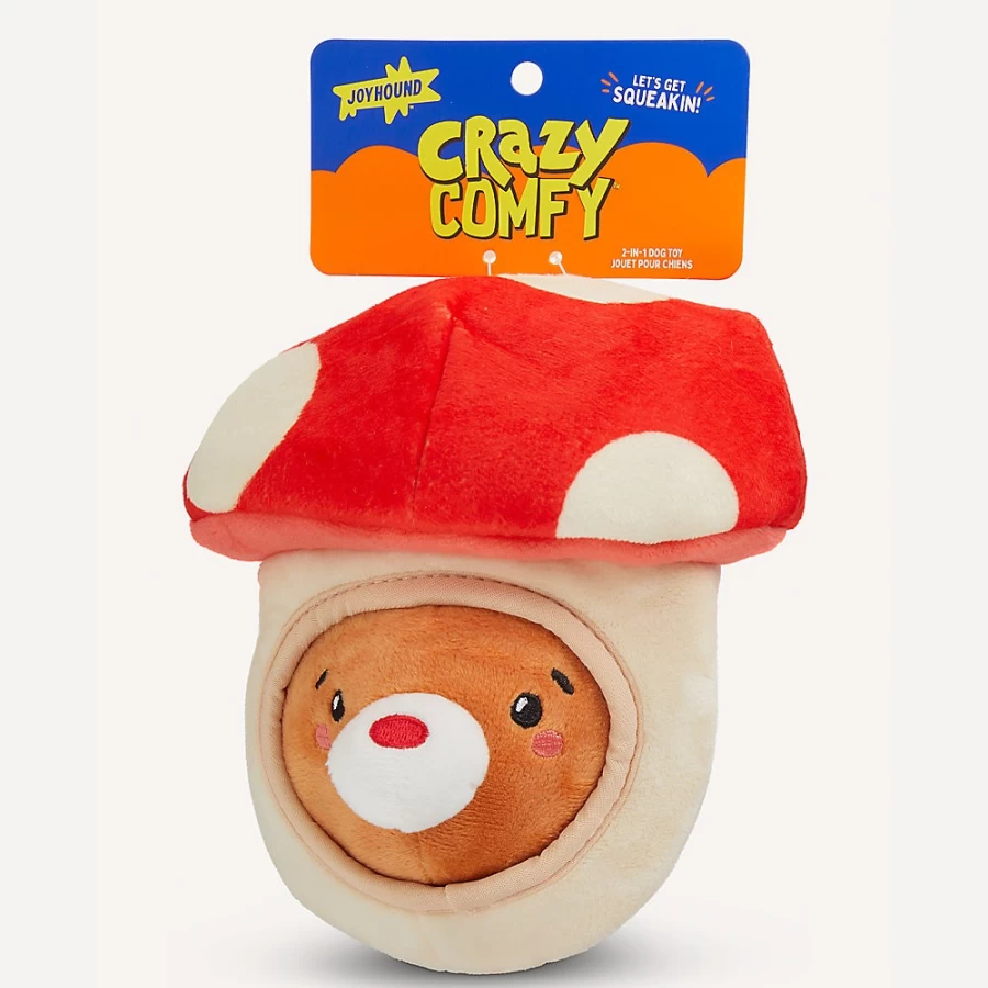 PetSmart Joyhound Plush Mushroom Dog Toy with Squeaker - Crazy Comfy Popper Playtime for Pets