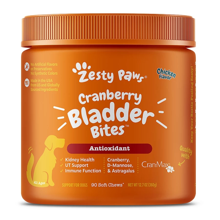 PetSmart Zesty Paws Cranberry Bladder Bites for Dogs - Chicken Flavor, 90 Count - Urinary Tract Support Chews