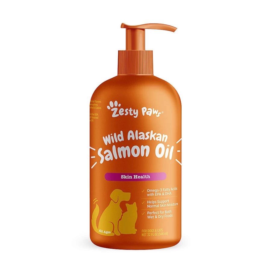 PetSmart Zesty Paws Alaskan Salmon Oil for Dogs - Wild Caught Omega-3 EPA DHA - Skin & Coat Support - 32 oz Liquid Supplement