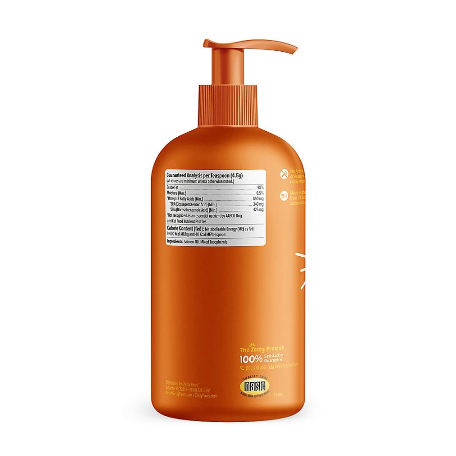 PetSmart Zesty Paws Alaskan Salmon Oil for Dogs - Wild Caught Omega-3 EPA DHA - Skin & Coat Support - 32 oz Liquid Supplement