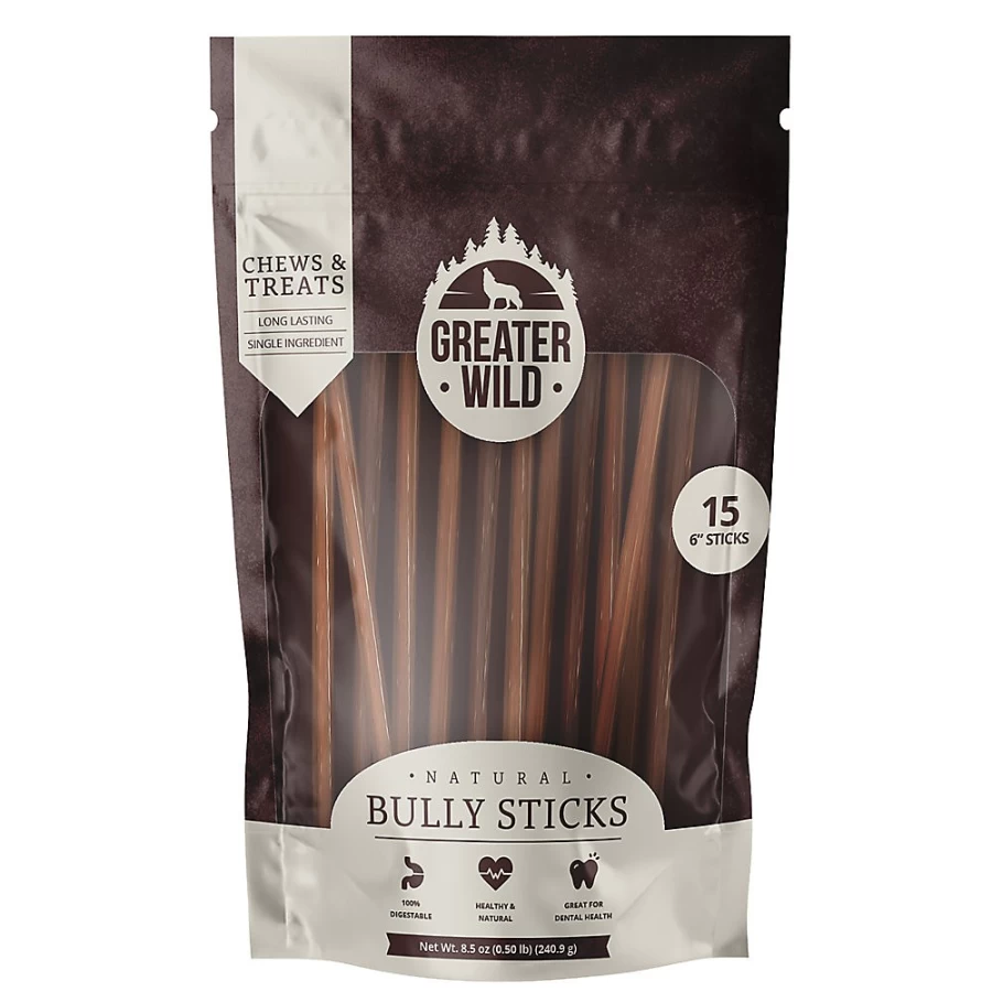 PetSmart GreaterWild 6-Inch Split Bully Stick Dog Chew Treats for All Life Stages – Natural Long-Lasting Dental Chews
